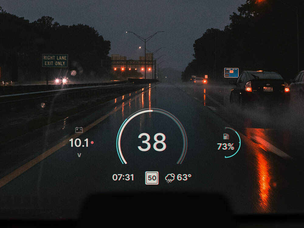 hud هداپ دیسپلی نوع دوم نمایش روی شیشه خودرو