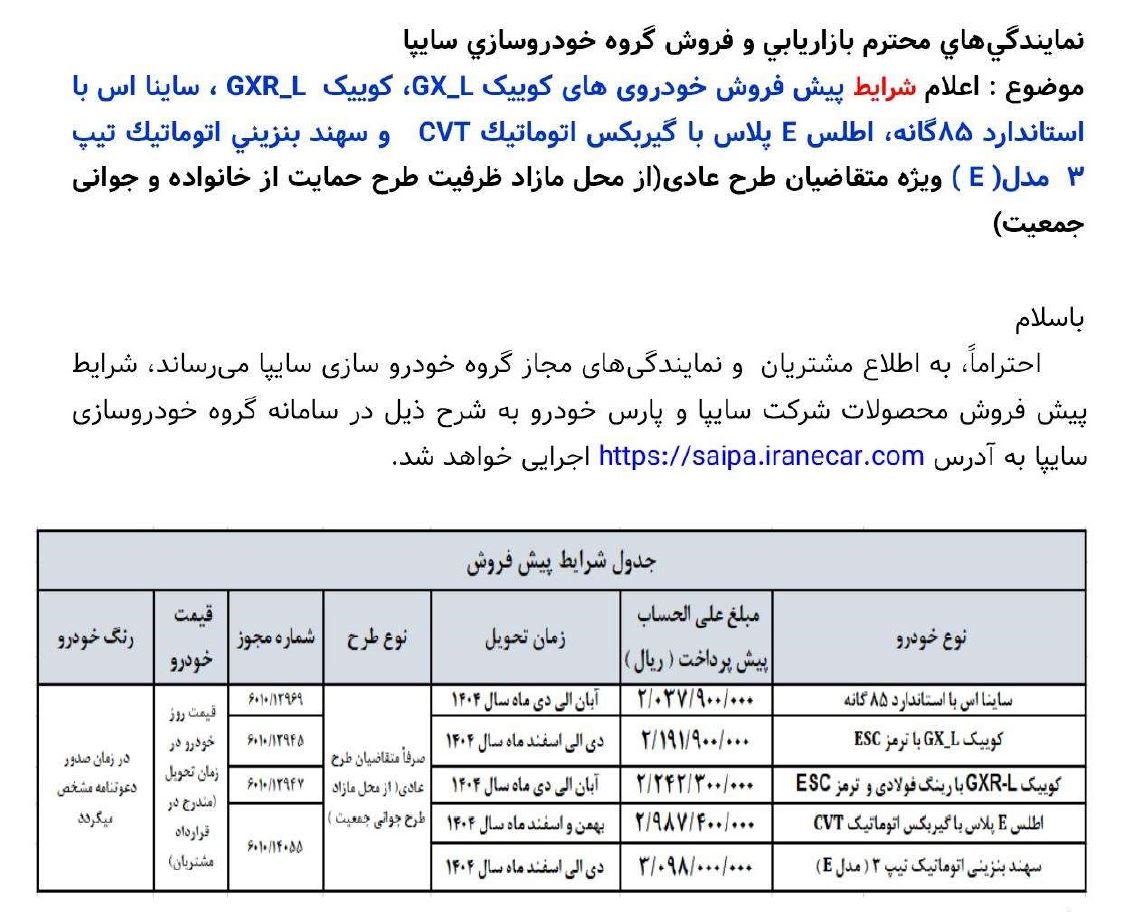 شرایط فروش 5 محصول سایپا ویژه فروردین ۱۴۰۴