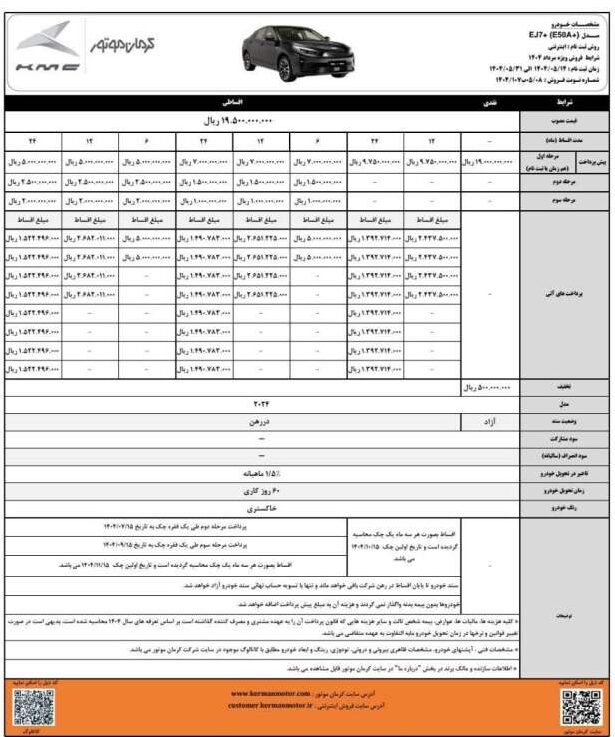 شرایط فروش EJ7 پلاس