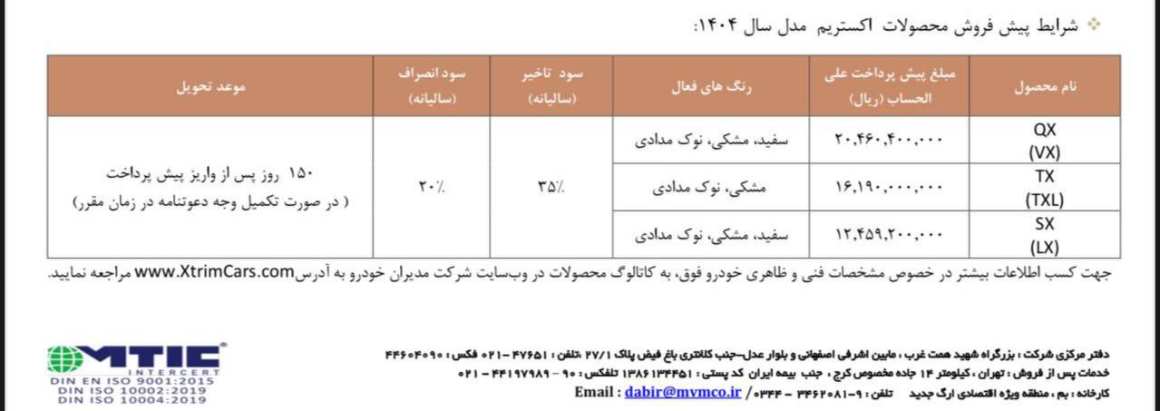 پیش فروش محصولات گروه اکستریم  ویژه شهریور ماه ۱۴۰۴  