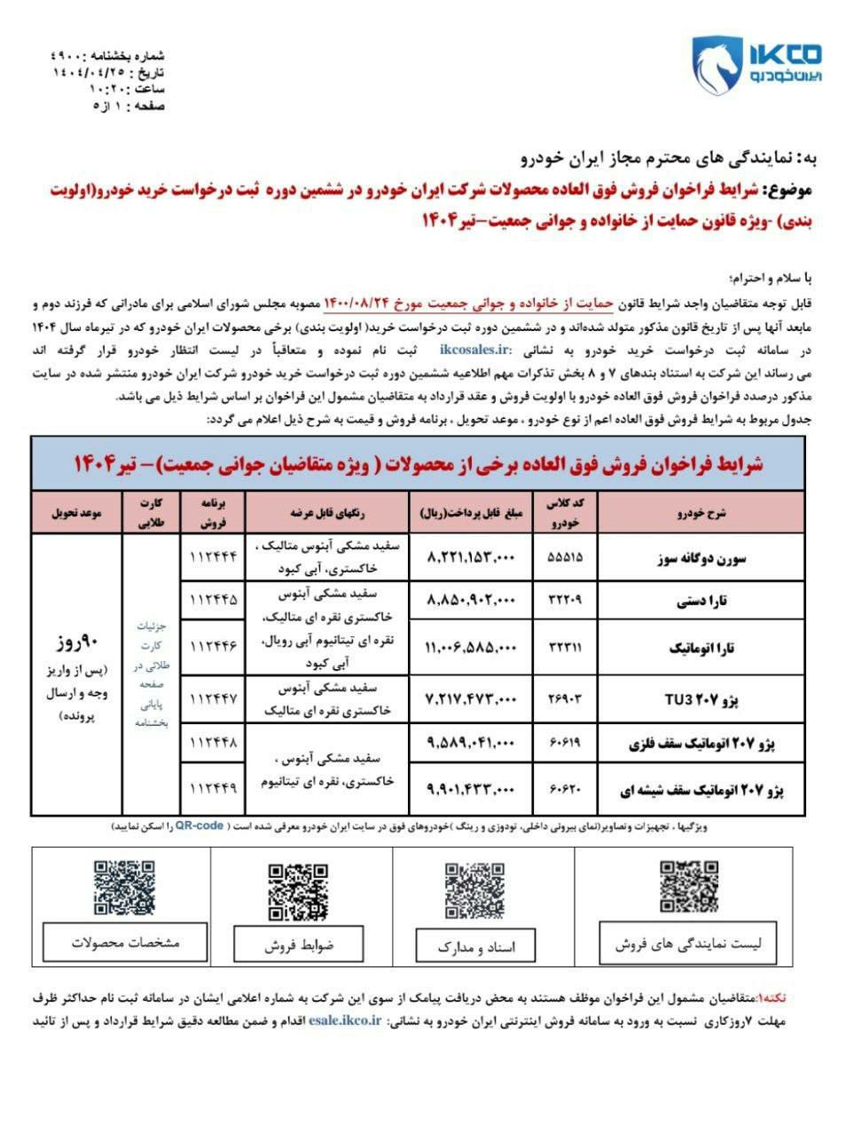 🔺️شرایط فروش محصولات ایران خودرو طرح مادران اعلام شد