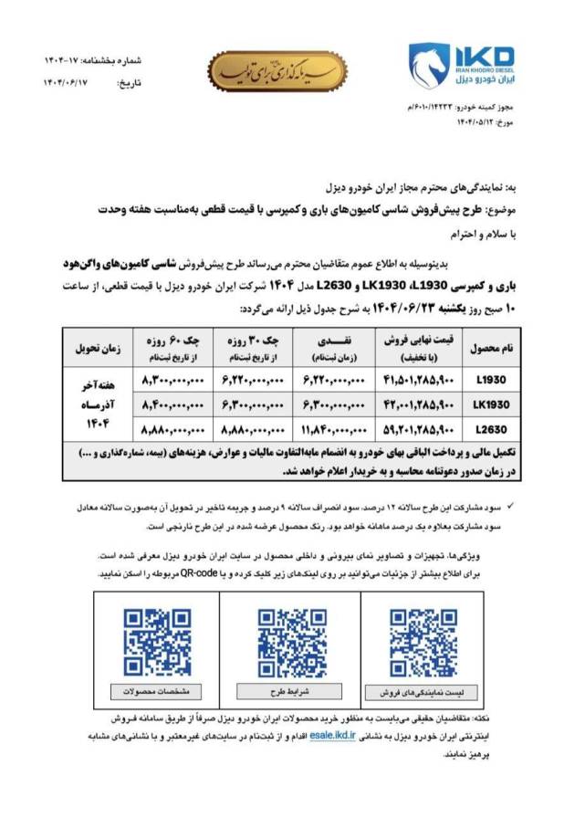 بخشنامه پیش فروش محصولات واگن هود تک ١٩٣۰ کمپرسی و باری یورو ۵ اعلام شد