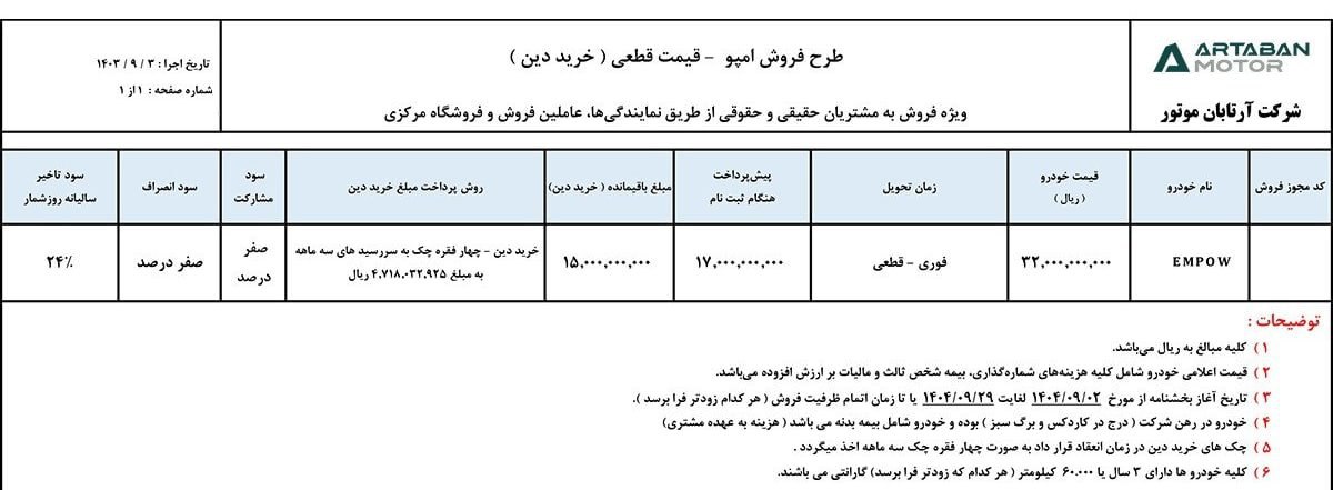 شرایط فروش گک امپو - آذر ۱۴۰۴