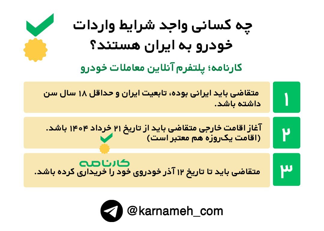 جزئیات جدید واردات خودرو برای ایرانیان مقیم خارج