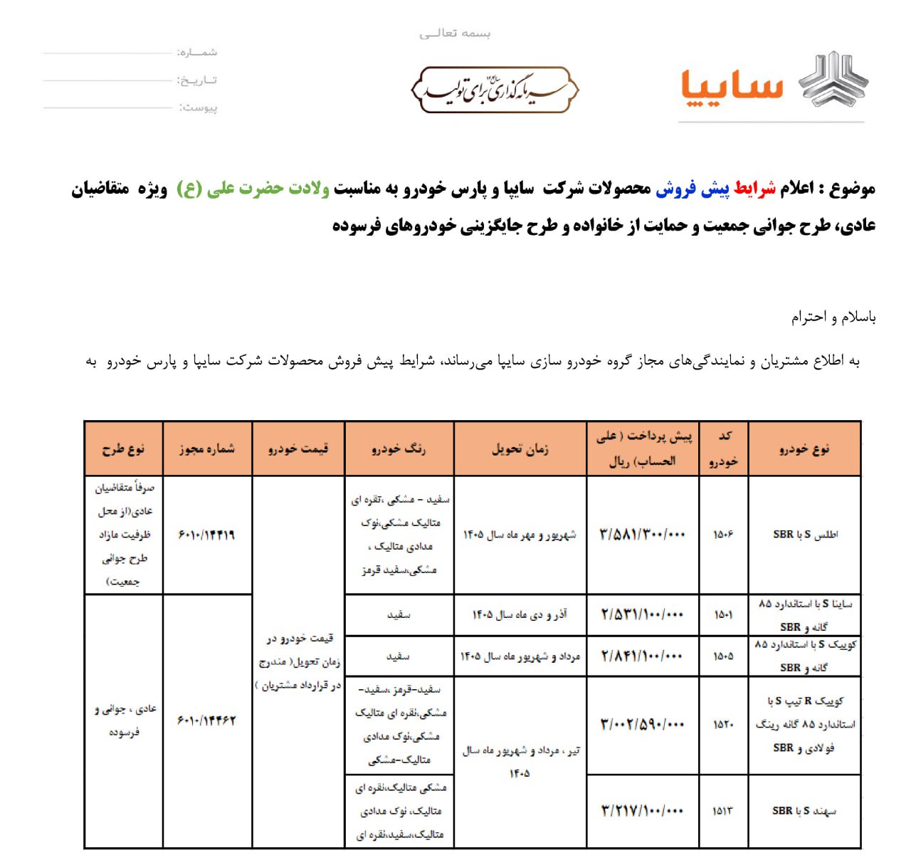 شرایط پیشفروش ۵ محصول سایپا اعلام شد - دی ۱۴۰۴